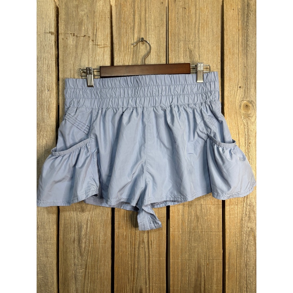Free People Light Blue Ruffle Athletic Shorts